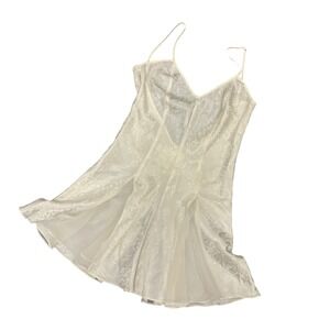 Vintage L.A. Intimates‎ Low Back Chiffon & Satin Slip Gown Ivory Size S